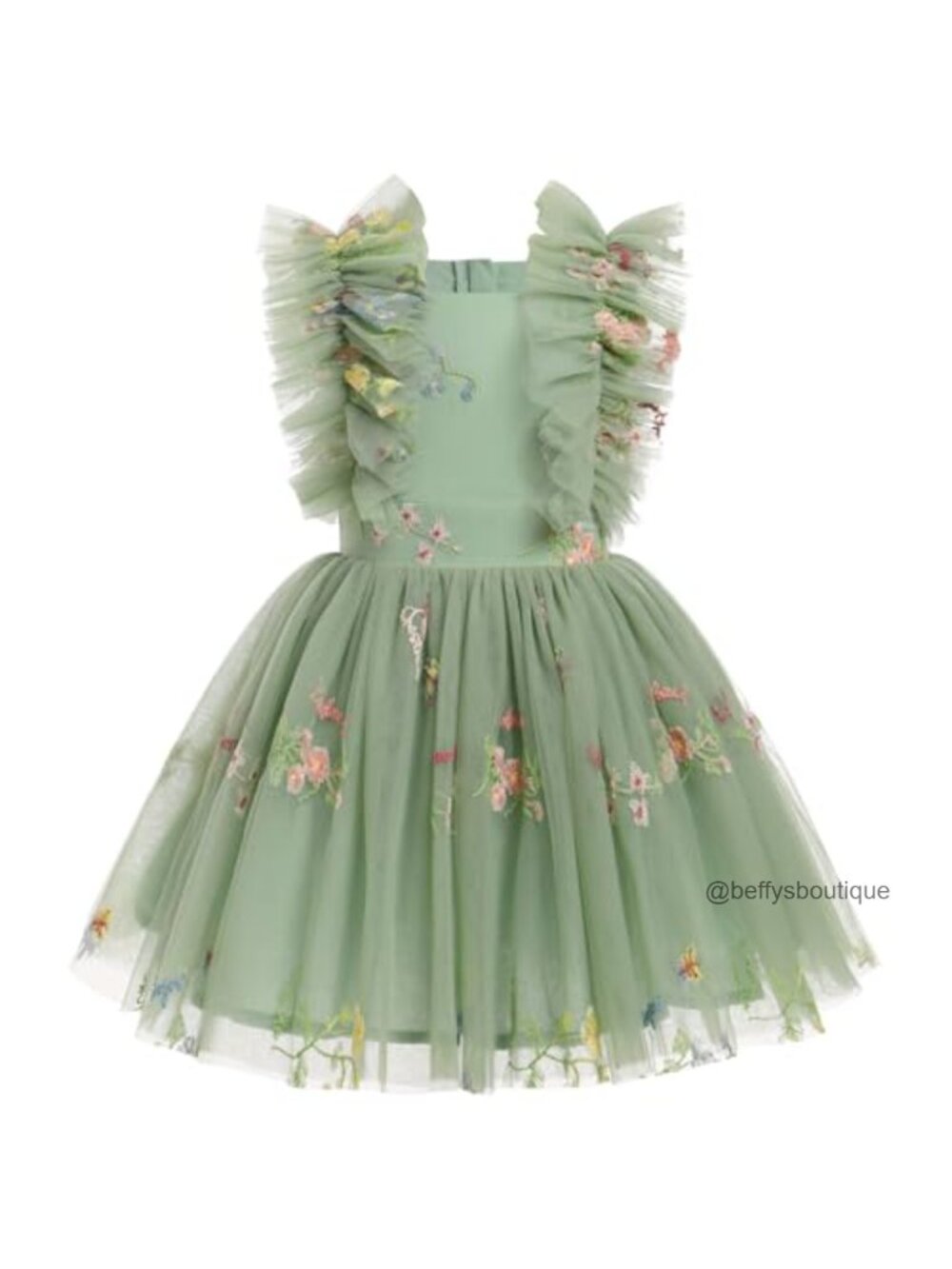 Girls Ruffle Sleeve Princess Birthday Dress Confetti Cake Smash
